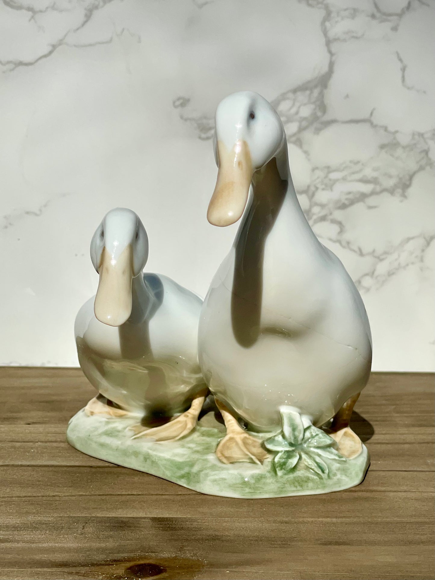 Royal copenhagen 1961 drake and duck figurine 2128 SF designed by olaf mathiesen in 1920s duck lovers gift duck statue thebrokenbirdcompany free shipping house warming gift rare RC statue Ducks walking 5.25 inch height discontinued royal copenhagen figurines white ducks green grass base