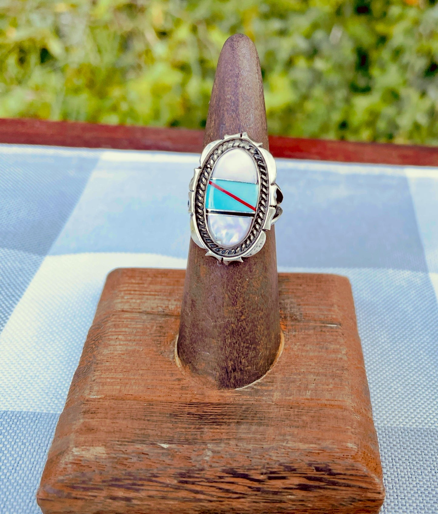 vintage Zuni ring
Zuni inlay ring
sterling silver ring
turquoise ring
Native American jewelry
multi stone ring
coral jet mother of pearl
Southwestern jewelry
channel inlay jewelry
vintage silver ring
Zuni Pueblo craftsmanship
boho ring
handmade Native ring
turquoise coral jewelry
vintage bohemian ring
Thebrokenbirdcompany 
Free shipping
Gift for her 