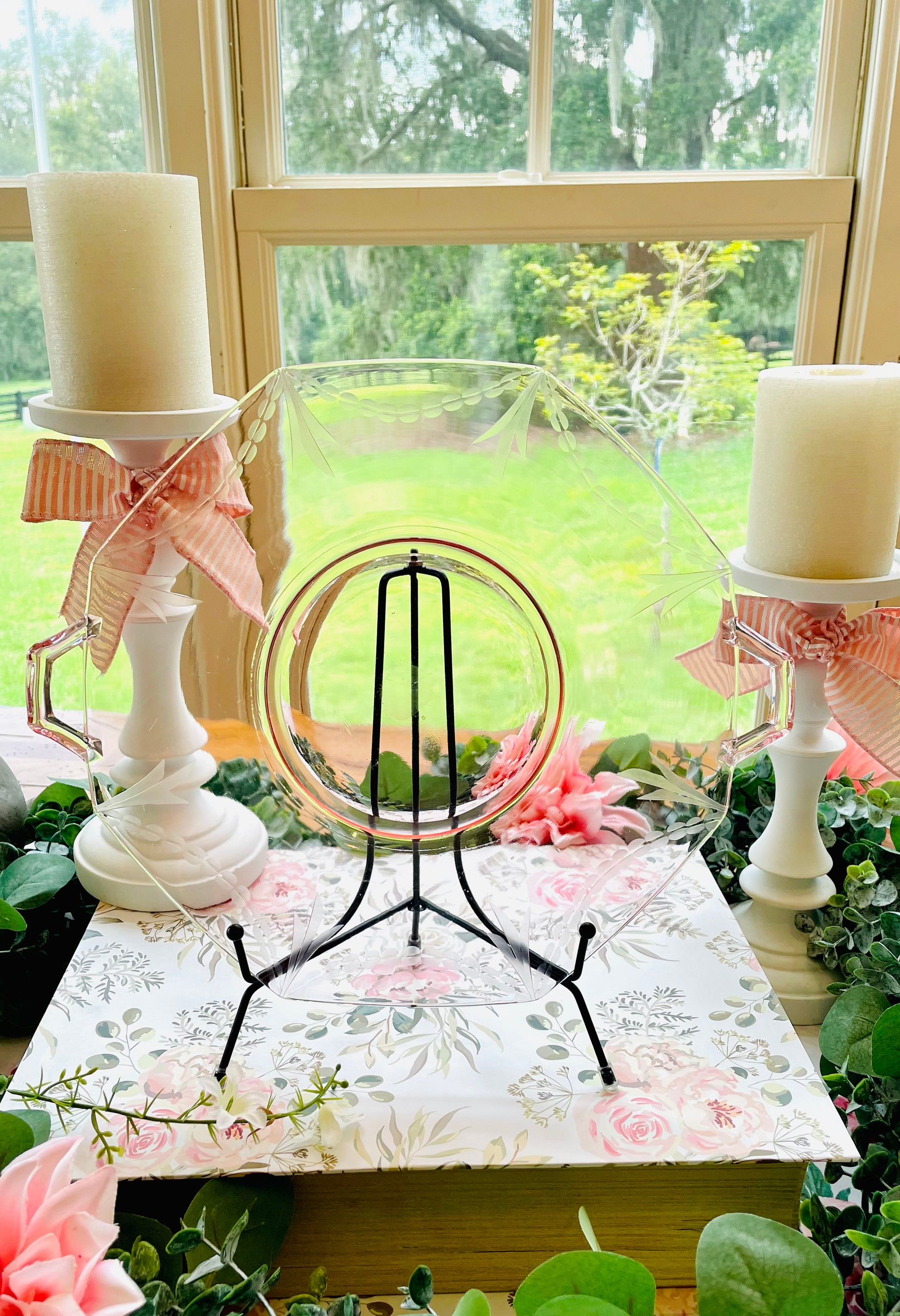 antique glass pink depression glass cake plate thebrokenbirdcompany party plate cake plate pink glass pink kitchenware pink plate pink birthday gift rare pink glass octagon shaped plate fancy plate for cake antique pink cake plate