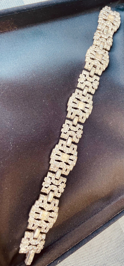 geometric silver links set with elongated baguette-cut clear rhinestones antique Rhinestone art deco bracelet geometric shapes 
hector aguilar jewelry
- taller borda taxco
- eagle 31 hallmark
- hector aguilar bracelet
- taxco sterling silver
- hector aguilar vintage
- mexican sterling bracelet
- eagle mark taxco
- hector aguilar art deco
- taxco eagle 31
- vintage hector aguilar
- aguilar taxco silver
- taller borda sterling
- mexican silver eagle 31
- aguilar rhinestone jewelry