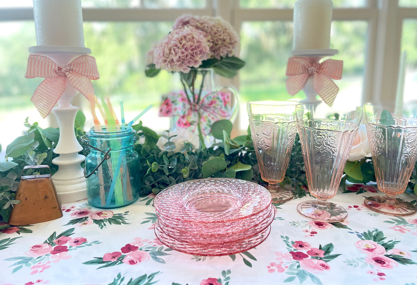 pink depression glass, diamond quilted pattern, imperial glass plates, vintage dessert plates, 1930s glassware, flat diamond glass, collectible pink glass, depression era tableware, quilted pink plates, antique glass set, retro pink dessert plates, art deco glassware, imperial glass diamond quilted, shabby chic decor, pink quilted depression glass Thebrokenbirdcompany gift antique glass