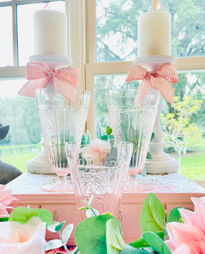Antique Anchor Hocking Mayfair Open Rose Pink Depression Glass Footed Iced Tea Cups 3 Thebrokenbirdcompany pink ice tea glasses antique glass roses embossed on the sides of the cup with a round pedestal base with lateral lines pressed bottom glass