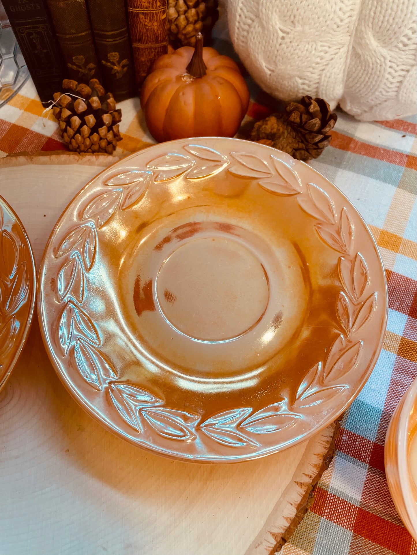 Antique 1950s Fire King Peach Lusterware Tea Set