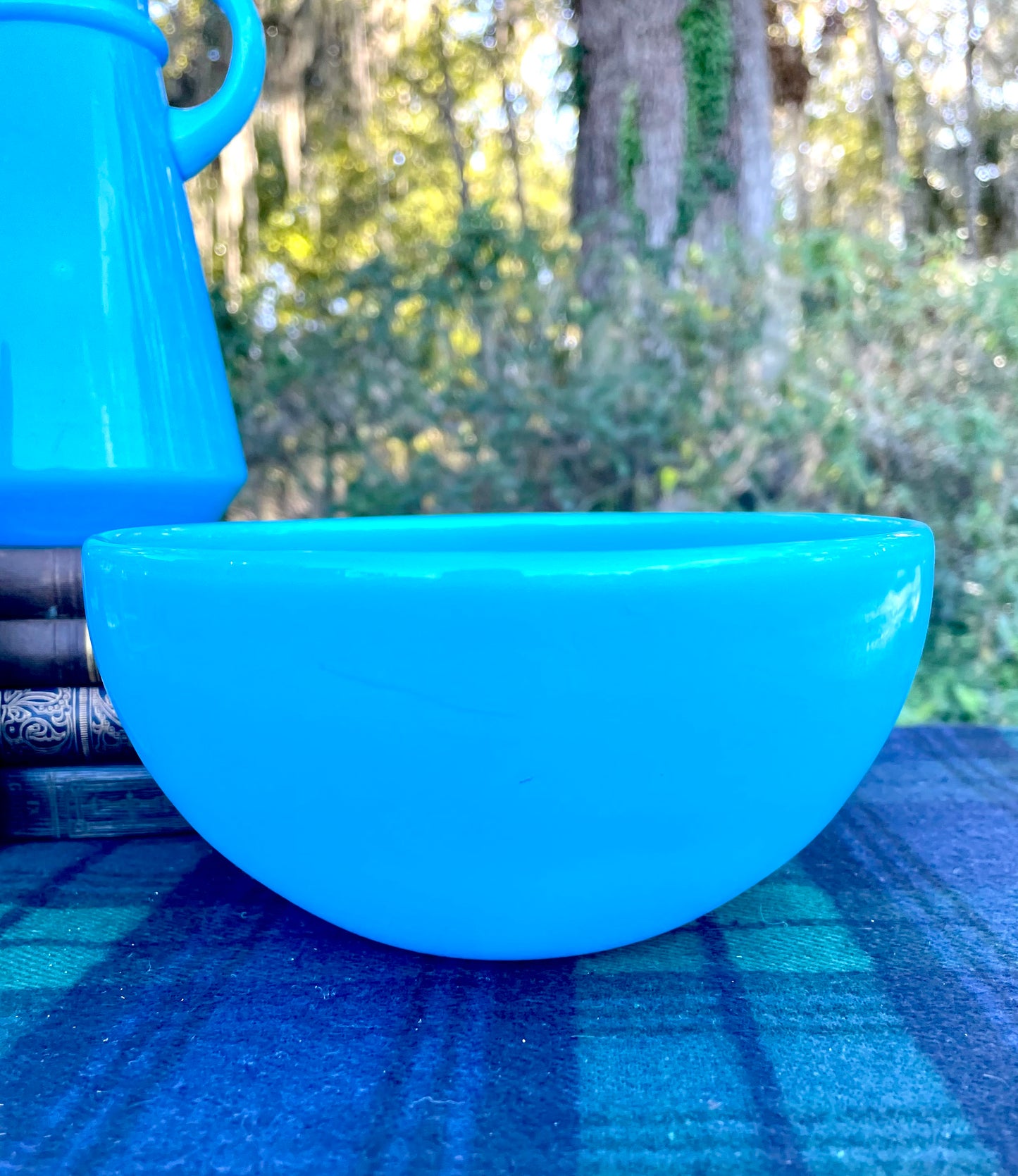 Antique French Blue Opaline Glass Bowl
