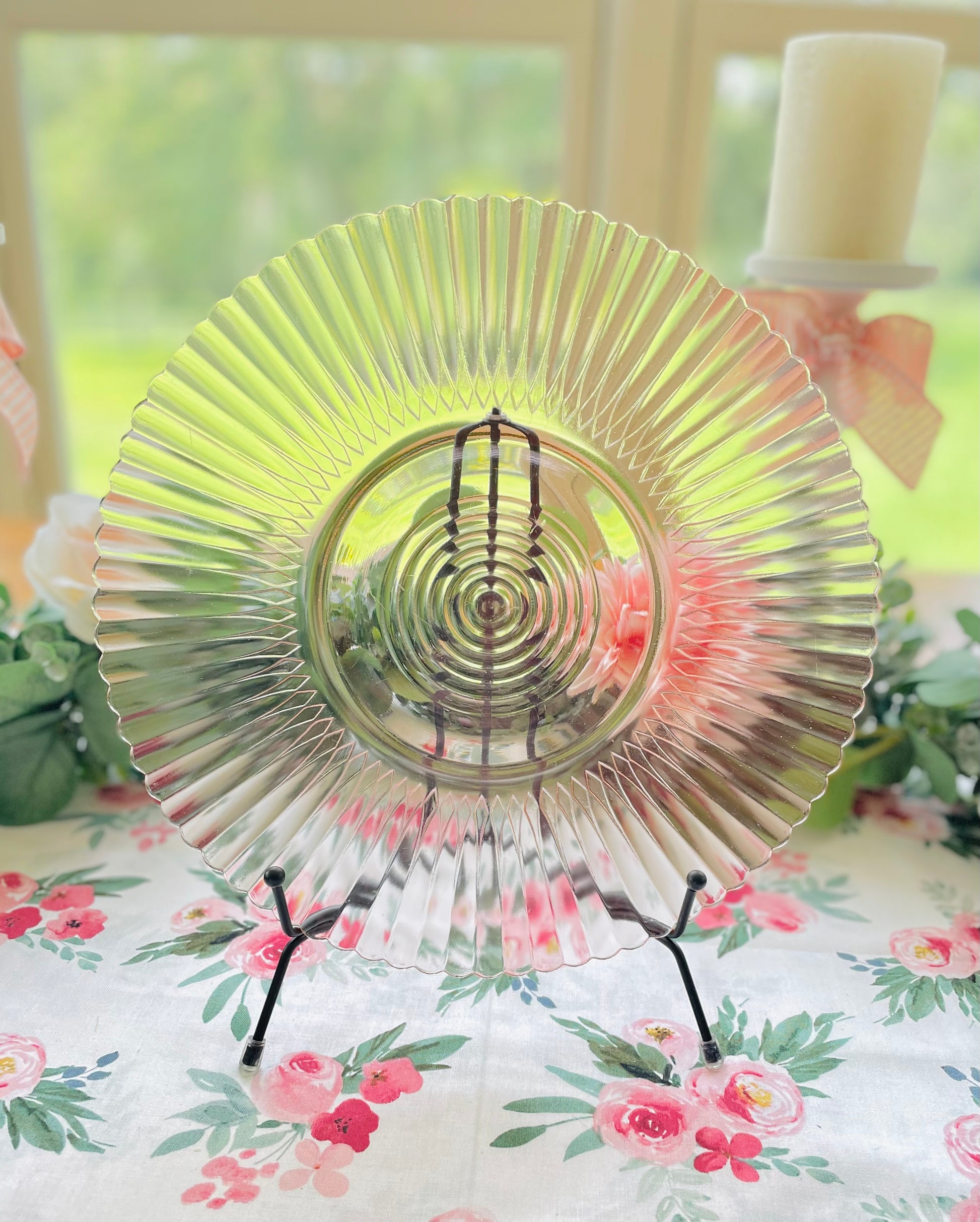 Antique 1930s Petal ware Pink design by Macbeth-Evans, pink depression glass pressed glass dinner plate Antique plate thebrokenbirdcompany free shipping petal ware platemacbeth-evns rare plate birthday gifts easter pink plate