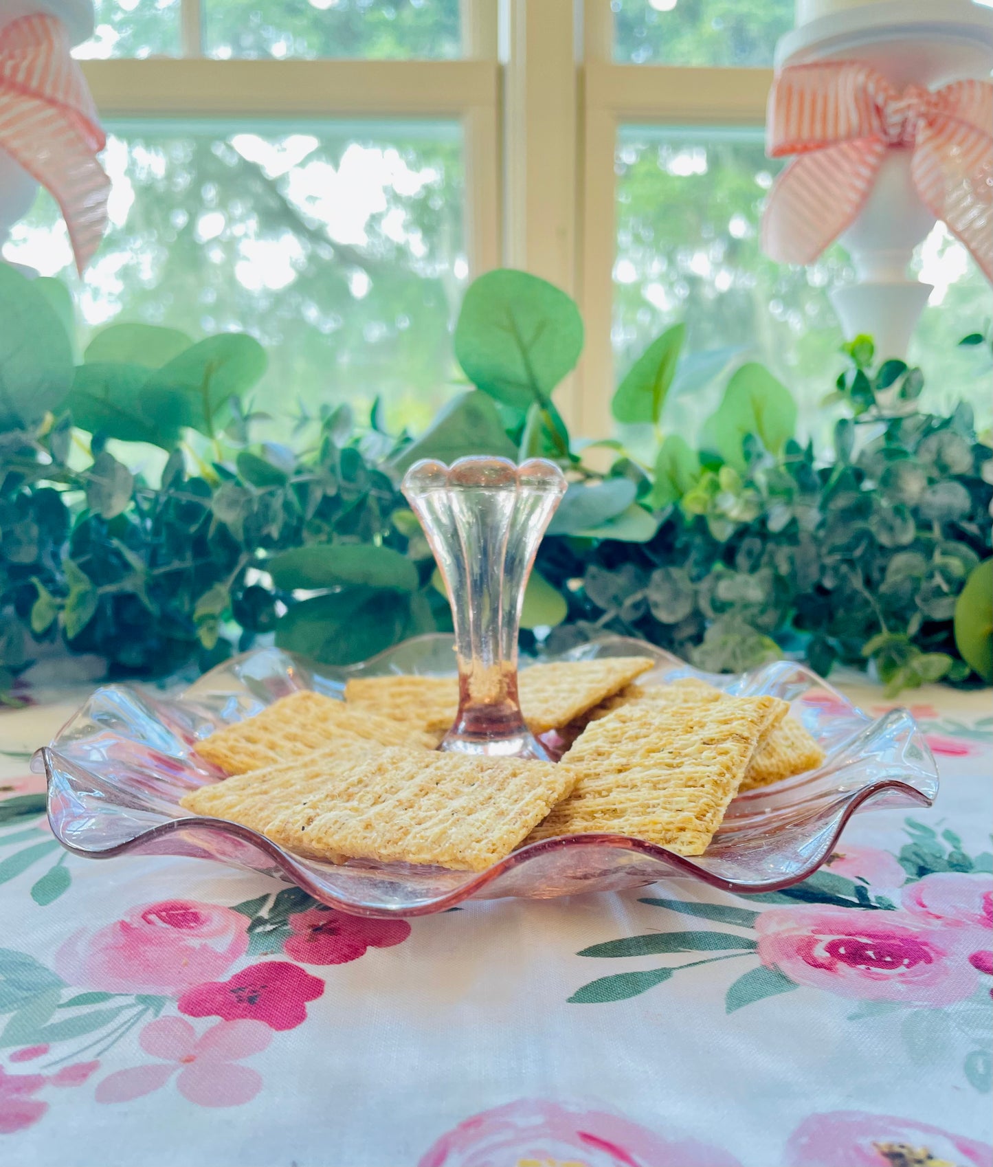 Antique pink depression glass pink ruffled edge vanity dish cookie dish pink serving dish antique pink party platter the broken bird company antique glass birthday gift pink glass cookie plate pink pink party ware fancy pink glass pink tea party plate