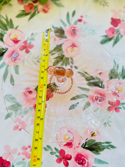 Antique pink depression glass pink ruffled edge vanity dish cookie dish pink serving dish antique pink party platter the broken bird company antique glass birthday gift pink glass cookie plate pink pink party ware fancy pink glass pink tea party plate