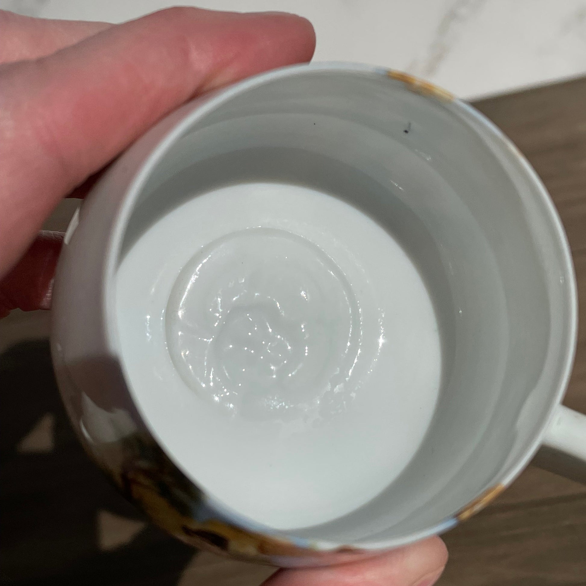 antique japanese lady lithophane kutani tea cup set had painted gold handle geisha motif made in japan lithophane lady face on bottom of cup set of 4 rare cups Maryland China asain kitchen asain decor rare 1930s tea set free shipping christmas housewarming gift for her rare gift thebrokenbirdcompany
