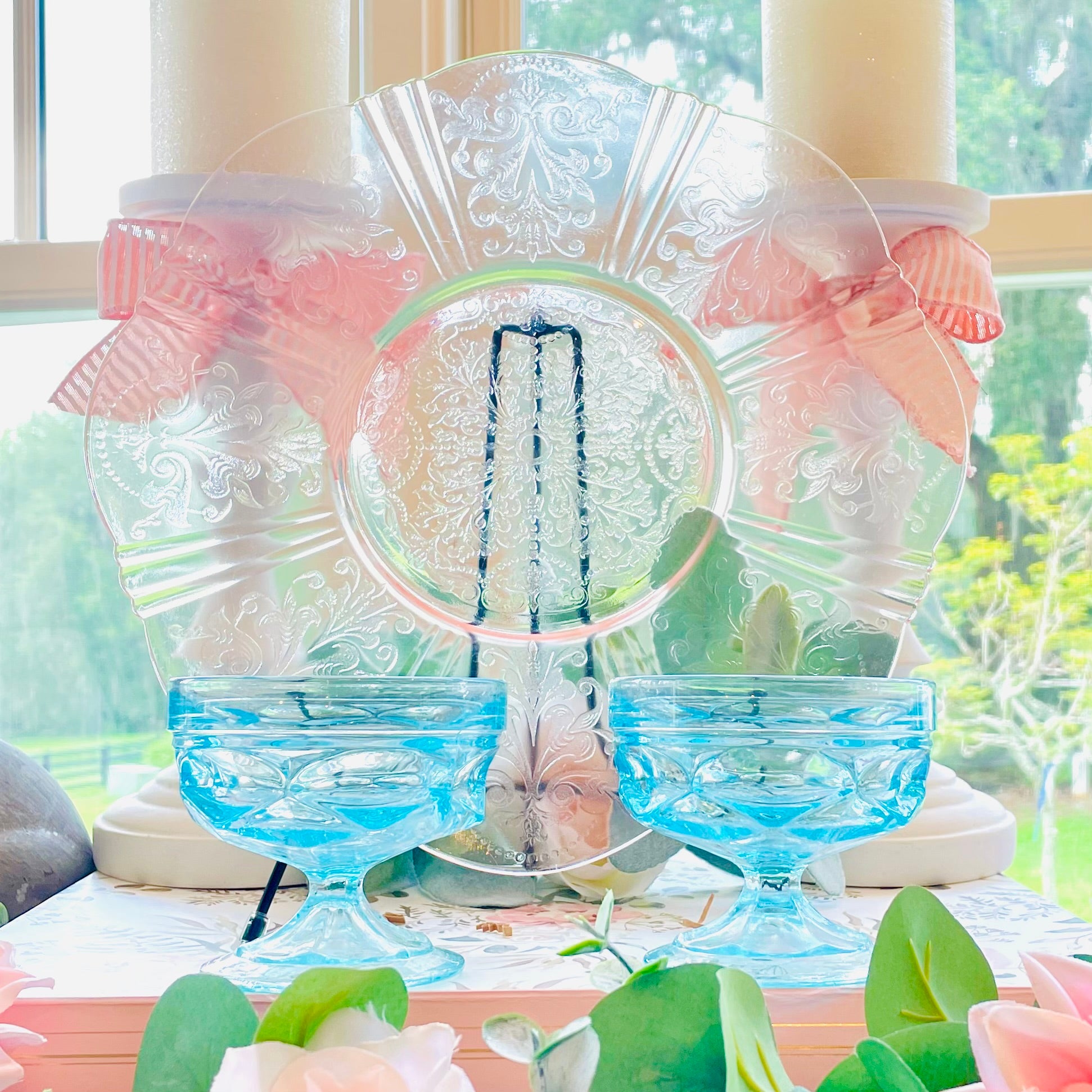 vintage king's crown thumbprint 
- indiana glass teal blue 
- king's crown thumbprint blue 
- 1970s champagne glasses 
- vintage sherbet glasses 
- teal blue coupe glasses 
- mid century glassware 
- pressed glass dessert cups 
- baby blue stemware 
- indiana glass thumbprint 
- retro barware 
- vintage blue champagne coupes  Thebrokenbirdcompany 