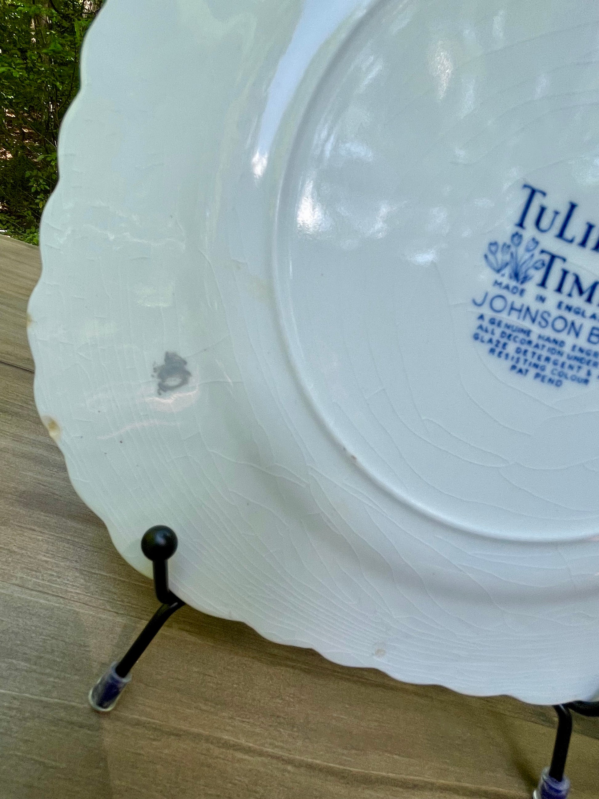 vintage blue and white dutch delftware ironstone square plates tulip time by johnson brothers made in england ruffled edge country farmhouse decor decorative plates free shipping thebrokenbirdcompany gift for her home decor