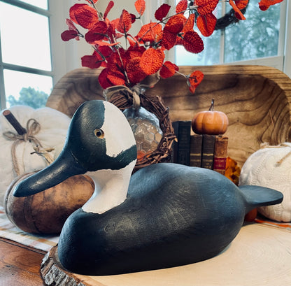 Vintage Common Goldeneye Duck Decoy Country Themed Home Decor Black and White Duck Hand Carved Duck Decoy