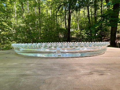 imperial glass company candlewick pattern divided party tray 1940s pearl edge design bubble design edge heavy pressed lead crystal dish vintage gift christmas birthday gift thebrokenbirdcompany lead crystal 13.5 inch length