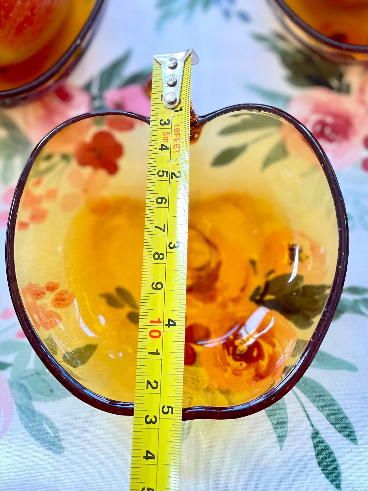 Vintage Orchard Amber Glass Apple Shaped Dessert Bowls Colored Glass Kitchen Ware Amber Bowls Set of 3