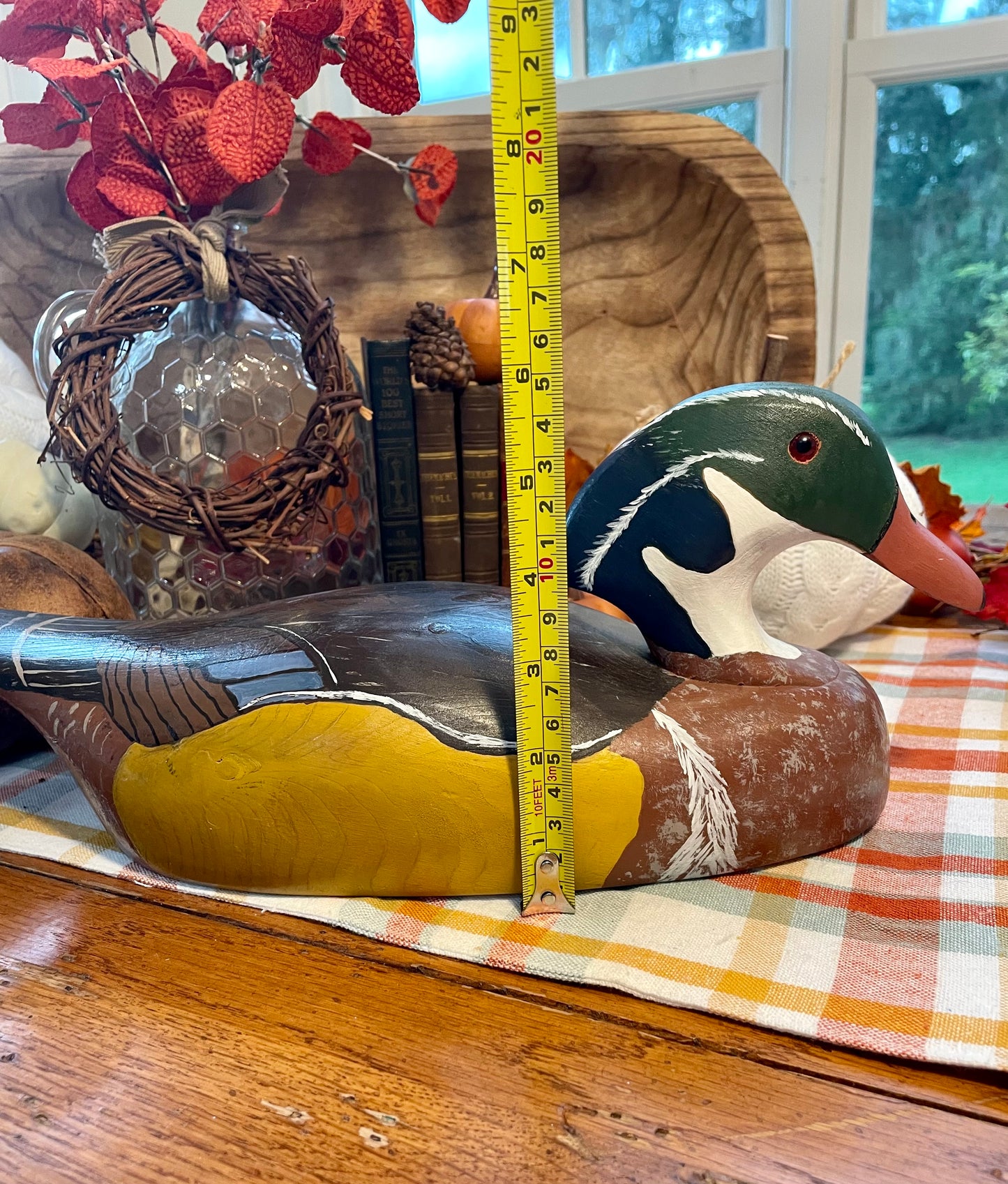 Vintage Wooden Duck Decoy Male Wood Duck Country Themed Home Decor Office Decor