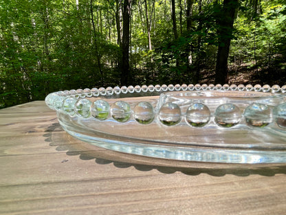 imperial glass company candlewick pattern divided party tray 1940s pearl edge design bubble design edge heavy pressed lead crystal dish vintage gift christmas birthday gift thebrokenbirdcompany lead crystal 13.5 inch length