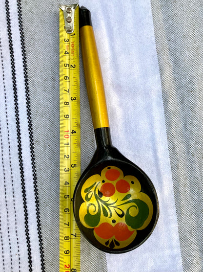 khokhloma, russian khokhloma, vintage khokhloma, russian folk art, hand painted wooden bowl, lacquered wood mug, khokhloma spoon, russian lacquerware, folk art set, painted berries flowers, soviet era khokhloma, traditional russian tableware, wooden cup spoon bowl, yellow floral khokhloma, black background khokhloma, russian souvenir, hohloma painting, khokhloma gift, wooden ladle, folk art mug thebrokenbirdcompany free shipping russian art USSR