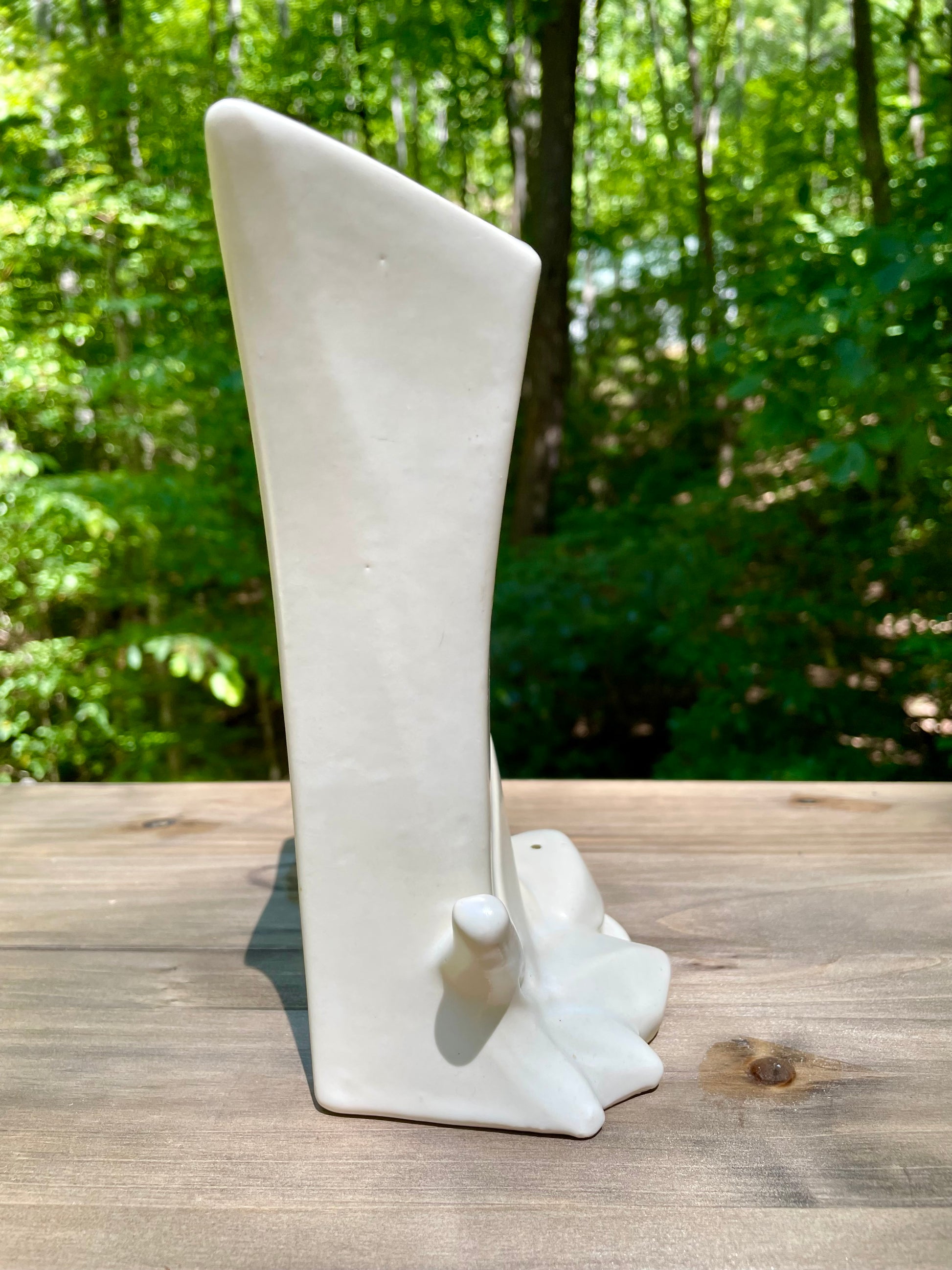 mccoy pottery, vintage mccoy, mccoy vase, nelson mccoy, mid century pottery, matte cream vase, cream pottery vase, leaf base vase, art pottery vase, 1940s pottery, 1950s decor, vintage ceramic vase, mccoy usa, mid century modern, organic vase, floral vase, collectible pottery, american pottery, ohio pottery, rustic vase, textured vase, farmhouse decor, boho vase, vintage home decor free shipping Thebrokenbirdcompany gift for her