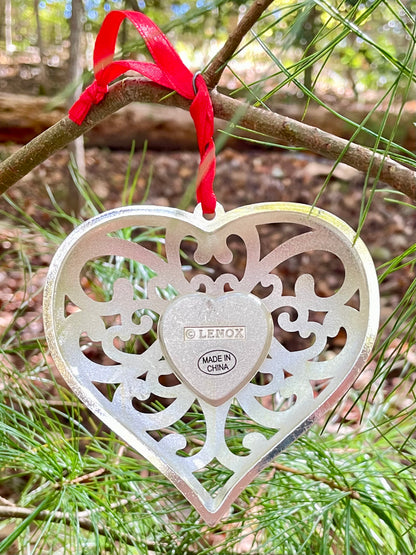 vintage Lenox Bejeweled christmas ornaments silverplate heart snowflake christmas tree spire cross jems in center vintage christmas decorations tree decor holiday gifts thebrokenbirdcompany gift free shipping lenox christmas set of 5 in original boxes jeweled christmas ornaments rare disconntinued lenox gifts