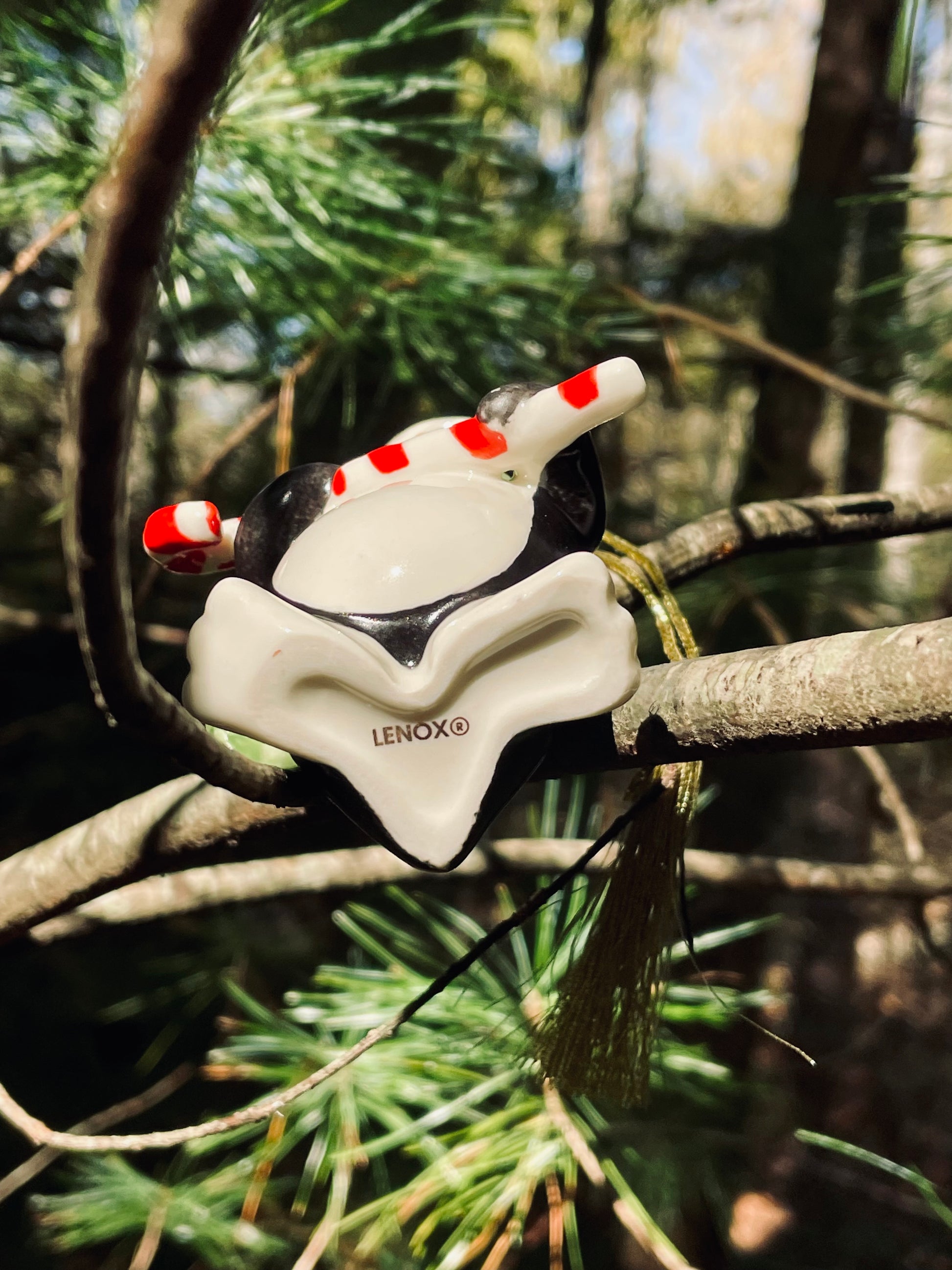 vintage 1990s Lenox Christmas Ornament Penguin holding a candy cane with top hat and green scarf 3.5 inch very merry christmas collection rare lenox gift babys first christmas gift collection set free shipping thebrokenbirdcompany christmas decor christmas ornaments vintage christmas decor holiday ornaments