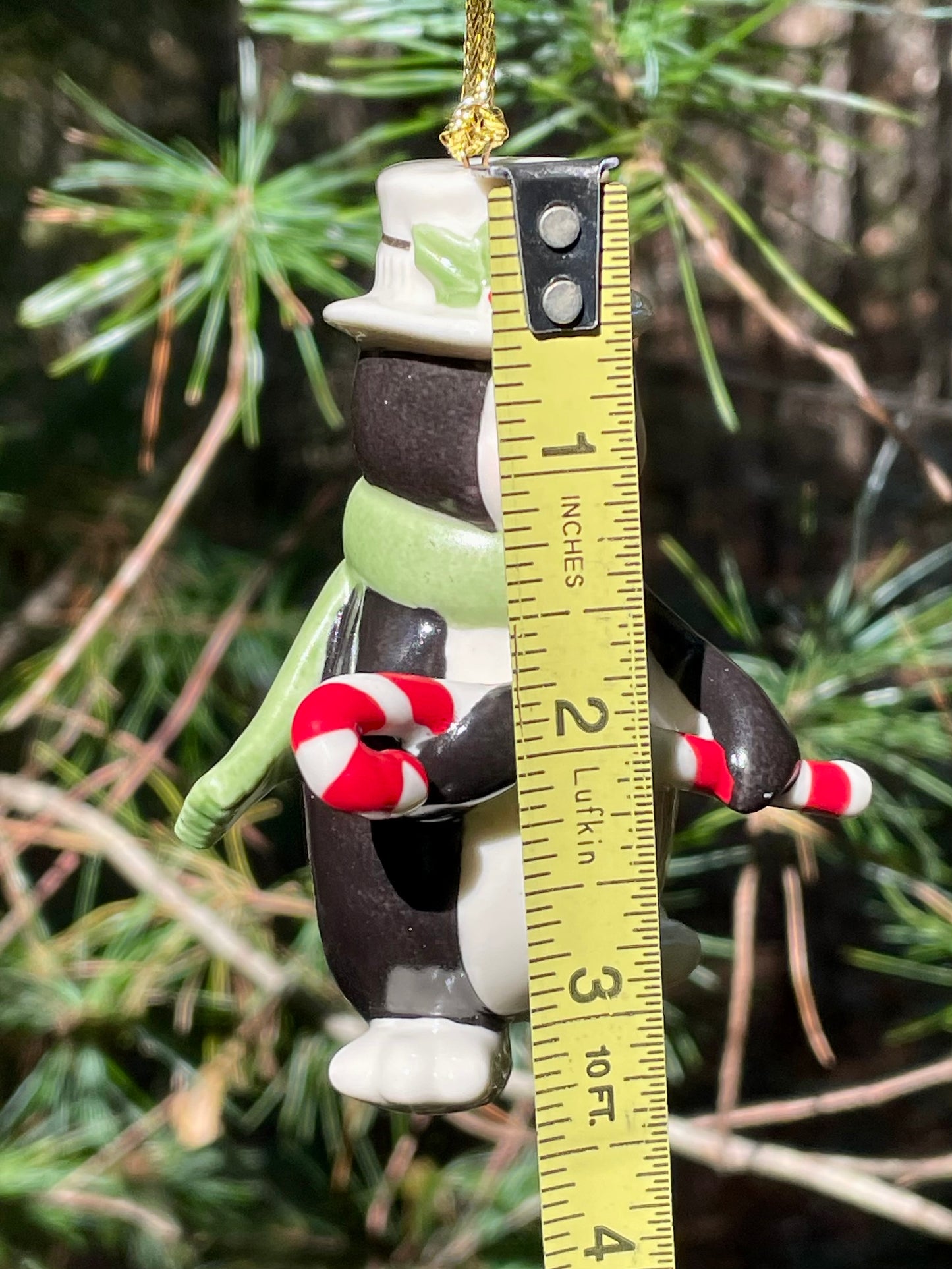 vintage 1990s Lenox Christmas Ornament Penguin holding a candy cane with top hat and green scarf 3.5 inch very merry christmas collection rare lenox gift babys first christmas gift collection set free shipping thebrokenbirdcompany christmas decor christmas ornaments vintage christmas decor holiday ornaments