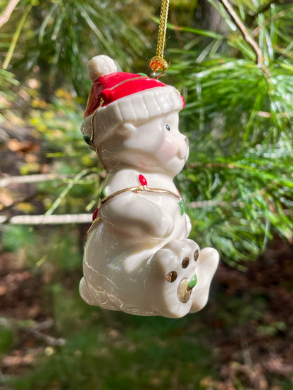 vintage tangled christmas bear 1999 lenox christmas ornament christmas decor white bear home decor christmas tree ornament thebrokenbirdcompany free shipping lenox bear discontinued christmas decor lenox america holiday gift  