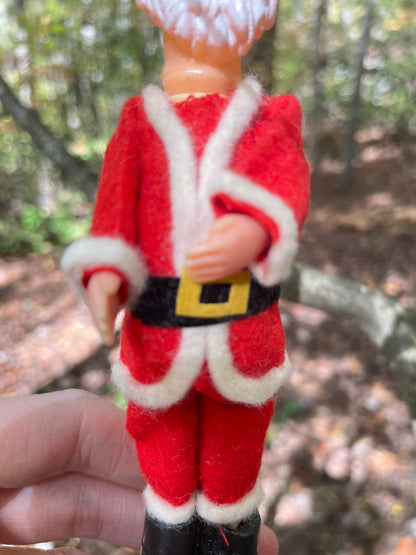 santa ornament christmas 1950s red felt santa plastic made in japan christmas decor vintage christmas decorations gift thebrokenbirdcompany free shipping 
