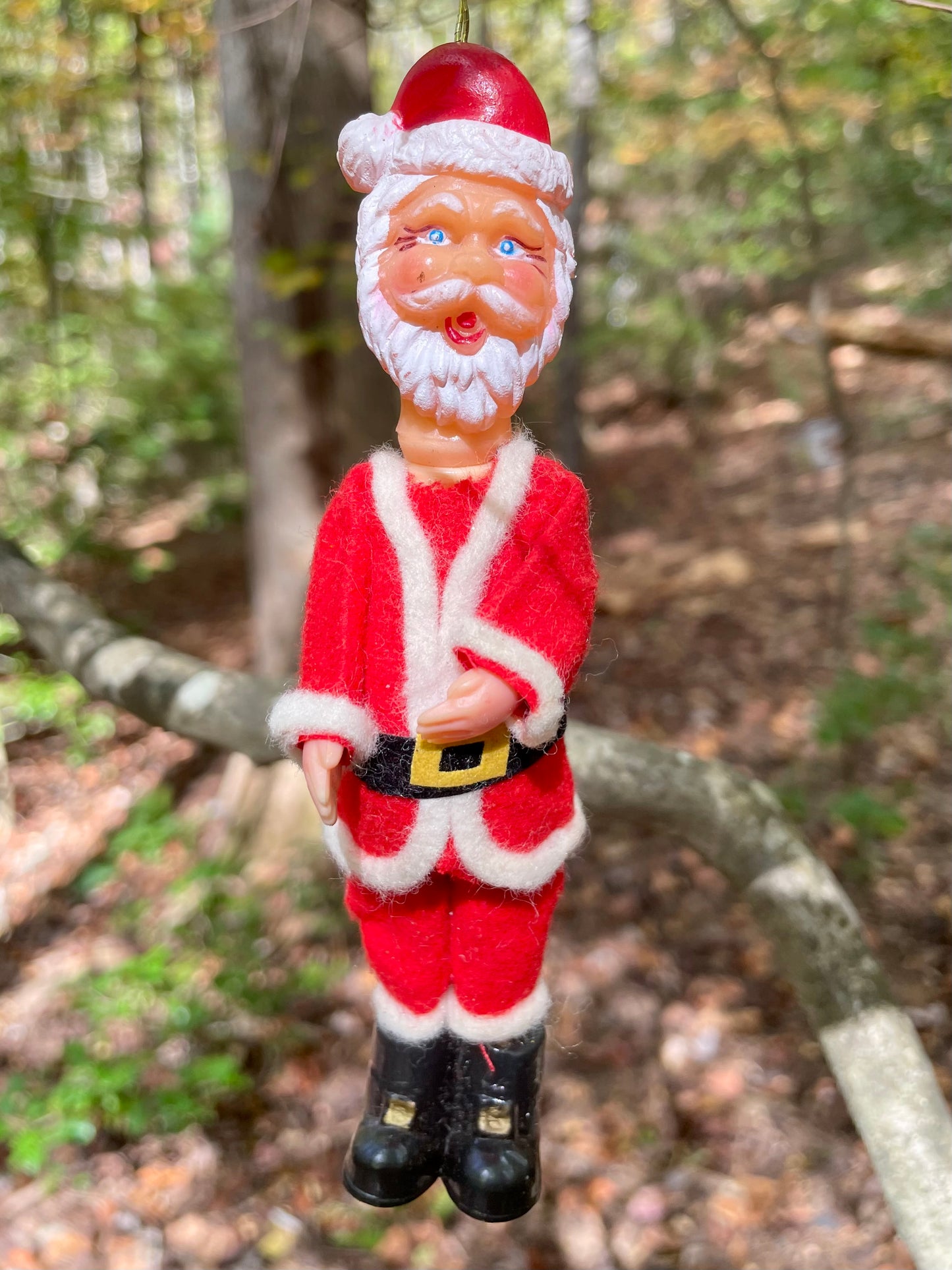 santa ornament christmas 1950s red felt santa plastic made in japan christmas decor vintage christmas decorations gift thebrokenbirdcompany free shipping 