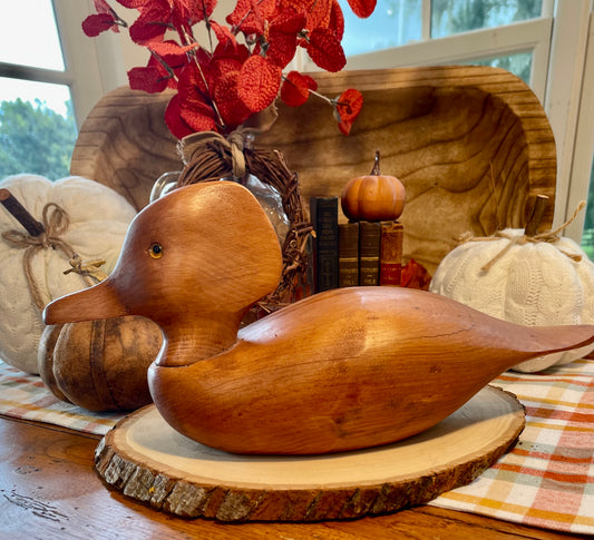 Duck decoy vintage wood carved Duck decoy office decor like house decor gift Duck decor Thebrokenbirdcompany farmhouse birthday gift vintage gift vintage Duck statue