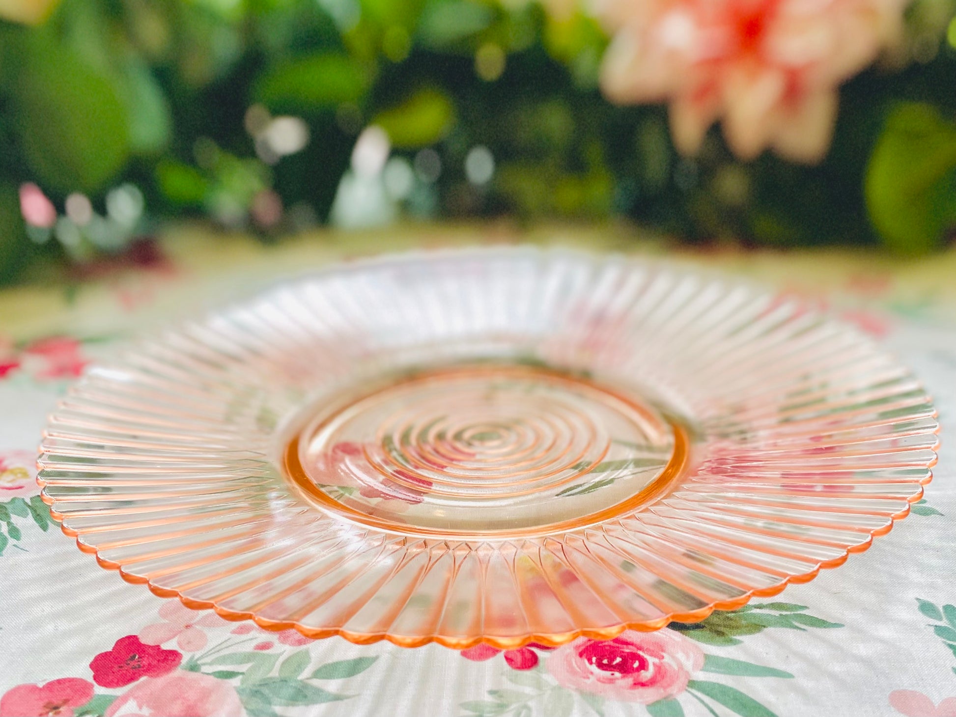 Antique 1930s Petal ware Pink design by Macbeth-Evans, pink depression glass pressed glass dinner plate Antique plate thebrokenbirdcompany free shipping petal ware platemacbeth-evns rare plate birthday gifts easter pink plate