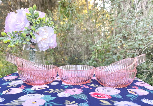 pink depression glass
queen mary depression glass
vintage pink ribbed bowls
depression glass berry bowls
tab handle nappy
handled depression glass
anchor hocking queen mary
4.5 inch pink glass bowls
depression era glassware
vintage pink serving set
ribbed depression glass set
1930s pink glass
queen mary nappies
Thebrokenbirdcompany
antique kitchen
pink glass 
free shipping
spring kitchen decor 
gift for her