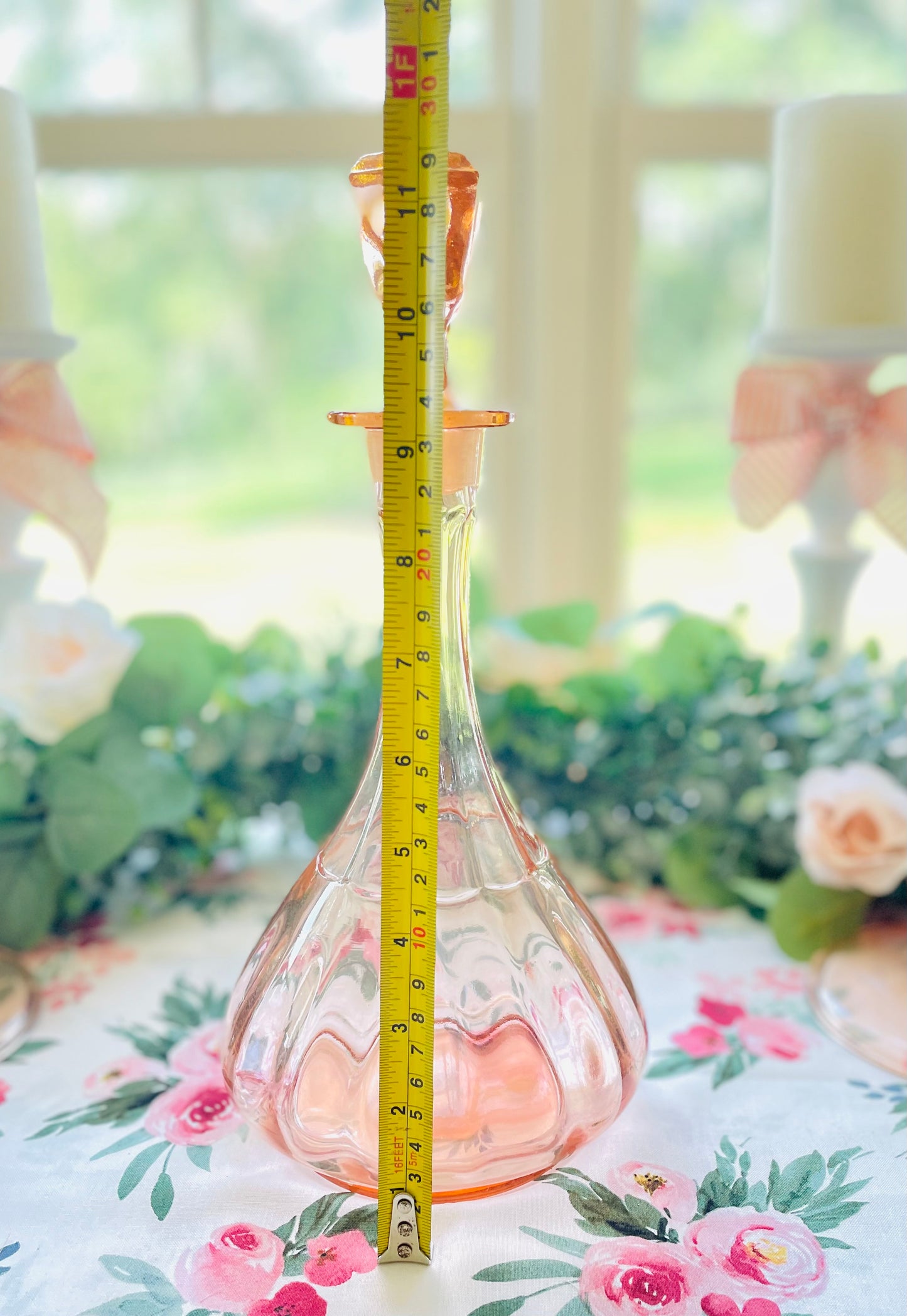 antique pink depression glass pink glass decanter hexagon stopper decanter pink glass decor pink kitchenware pink office decor birthday rare pink decanter Thebrokenbirdcompany pink kitchen antique glass wine decanter pink fancy decanter container