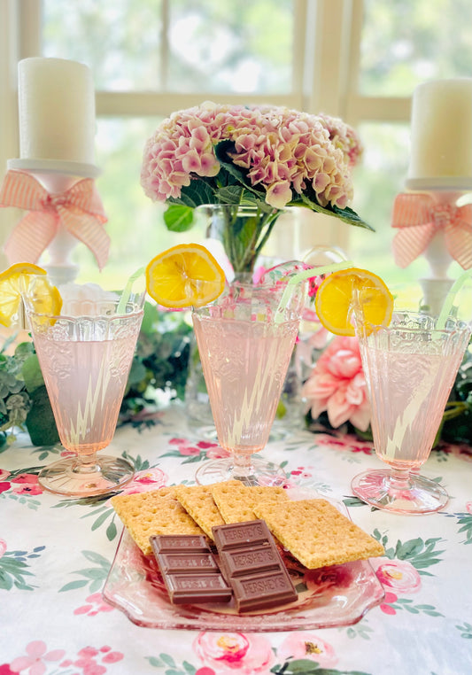 Antique Anchor Hocking Mayfair Open Rose Pink Depression Glass Footed Iced Tea Cups 3 Thebrokenbirdcompany pink ice tea glasses antique glass roses embossed on the sides of the cup with a round pedestal base with lateral lines pressed bottom glass
