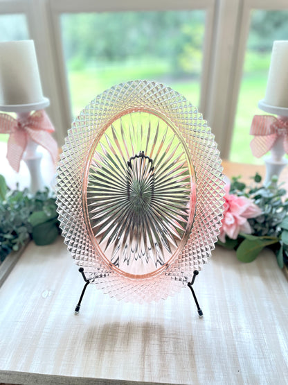Antique Miss America Pink Depression Glass Oval Party Platter