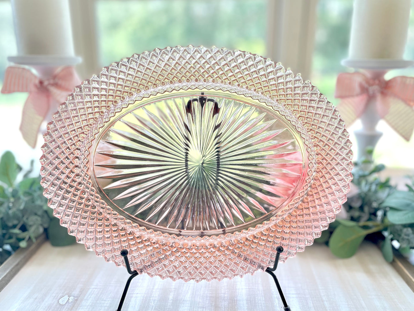 Antique Miss America Pink Depression Glass Oval Party Platter