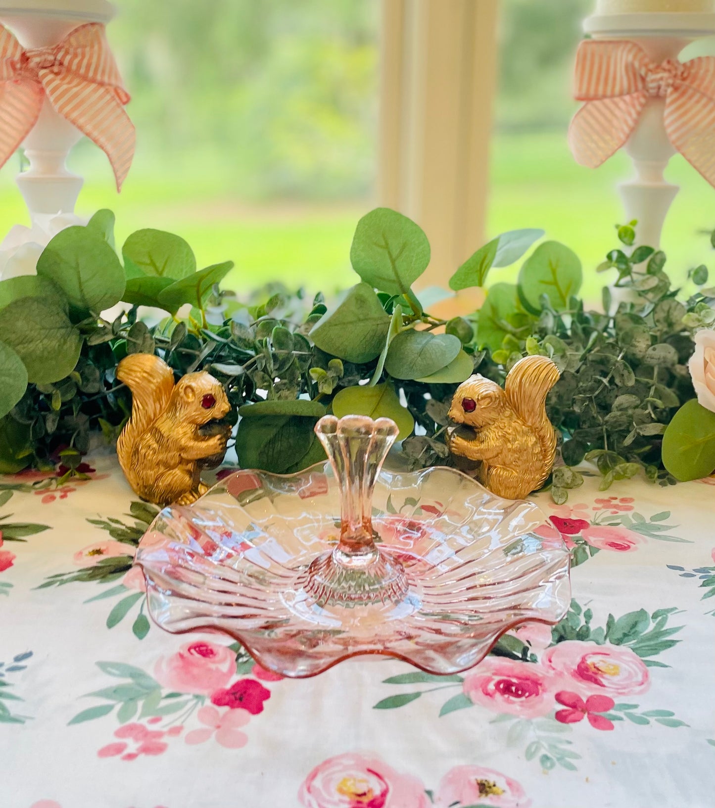Antique pink depression glass pink ruffled edge vanity dish cookie dish pink serving dish antique pink party platter the broken bird company antique glass birthday gift pink glass cookie plate pink pink party ware fancy pink glass pink tea party plate