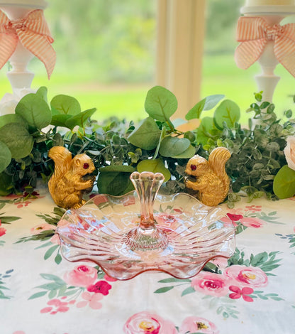 Antique pink depression glass pink ruffled edge vanity dish cookie dish pink serving dish antique pink party platter the broken bird company antique glass birthday gift pink glass cookie plate pink pink party ware fancy pink glass pink tea party plate