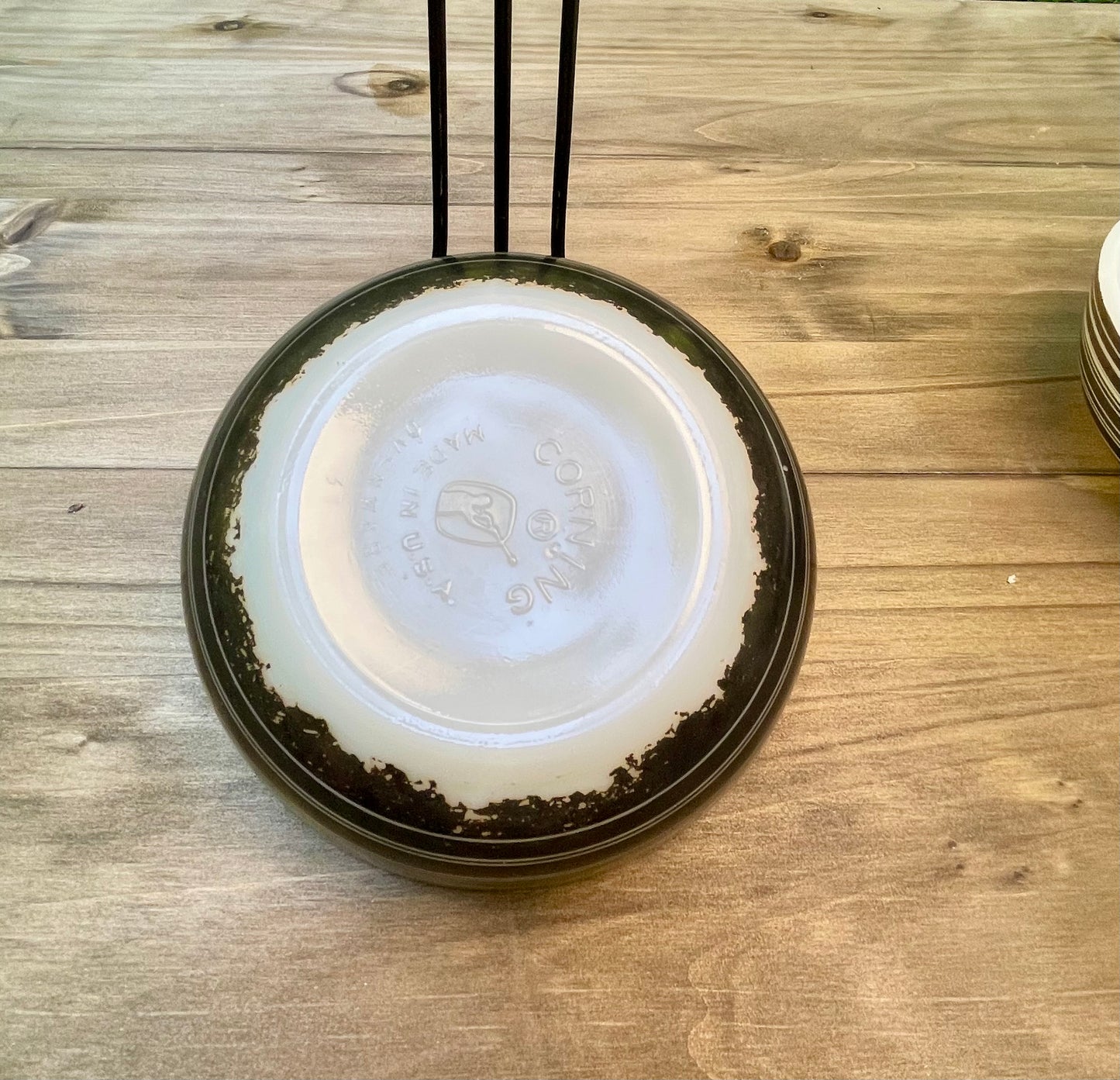 pre pyrex opalware corning ittle joe glassblower logo ovenware black striped cereal bowl soup bowl 15 ounce milk glass tableware macbeth evenas company 1936 corning rare kitchenware  collector bowl antique rare pyrex gift christmas gift for her housewarming gift birthday mothers day pyrex collector gift  glassbowl bowl thebrokenbirdcompany free shipping made in USA