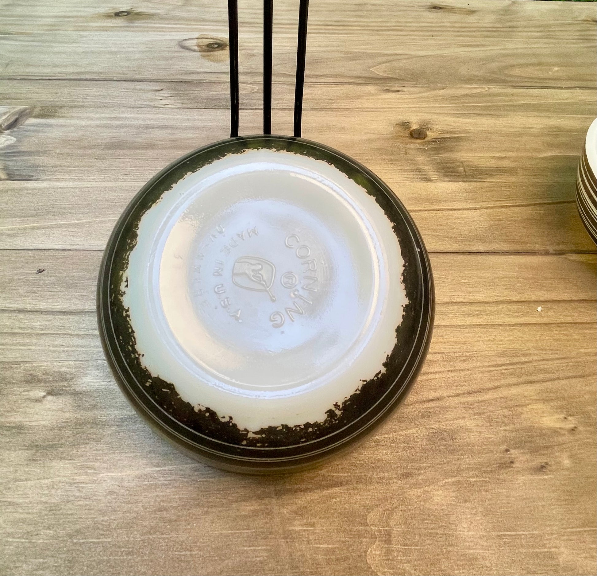 pre pyrex opalware corning ittle joe glassblower logo ovenware black striped cereal bowl soup bowl 15 ounce milk glass tableware macbeth evenas company 1936 corning rare kitchenware  collector bowl antique rare pyrex gift christmas gift for her housewarming gift birthday mothers day pyrex collector gift  glassbowl bowl thebrokenbirdcompany free shipping made in USA