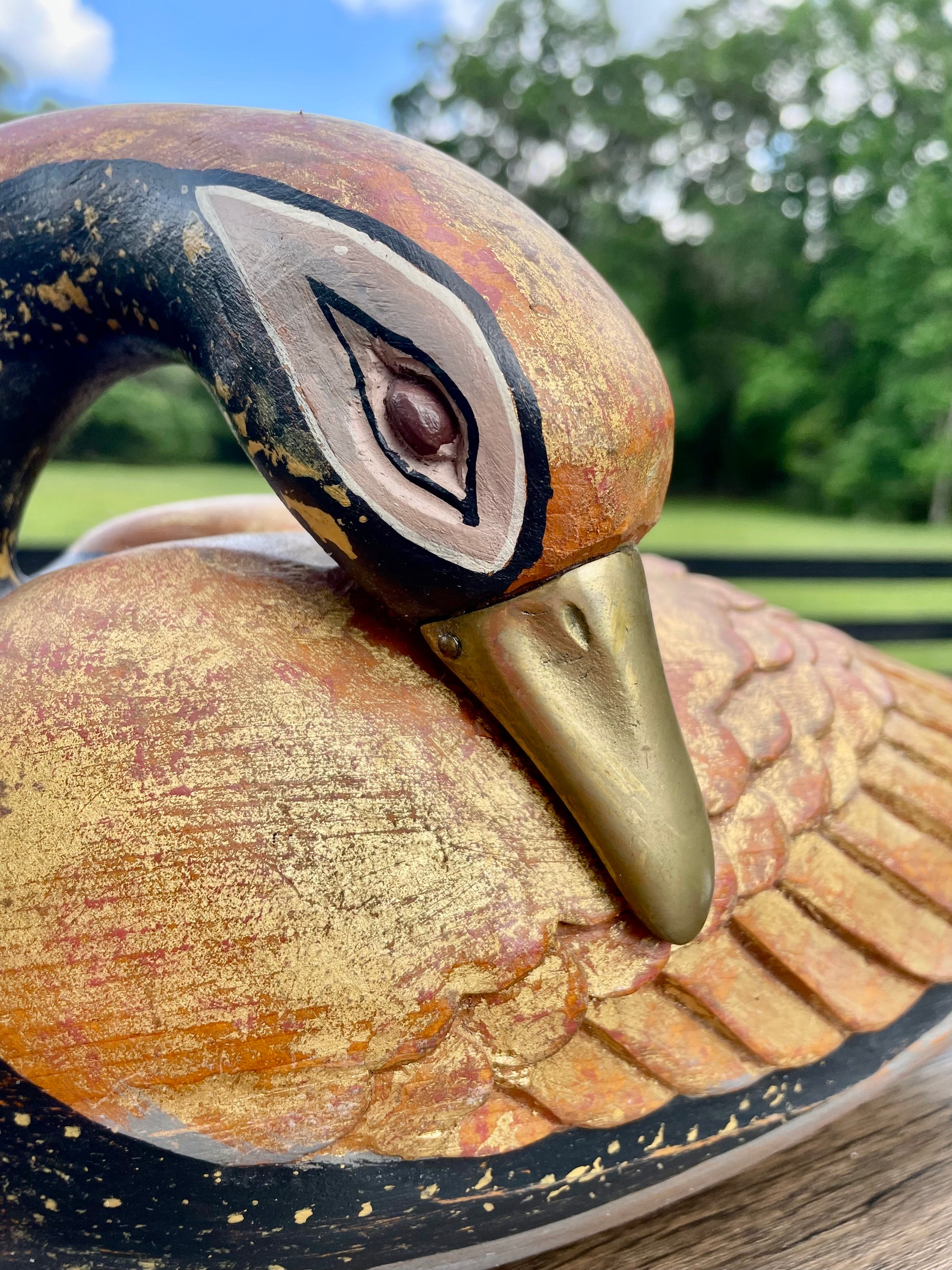 vintage wooden goose, hand carved swan sculpture, J Florentia Italy, Decorative Crafts Inc, Italian decorative bird, distressed wood bird figurine
rustic bird decor, farmhouse shelf decor, antique style swan statue, hand made Italy wood carving, lodge cabin decor, vintage home accents, collectible goose figurine, gold painted wood bird, A 407 Florentia vintage decor, wooden sculpture, Italian handmade, J Florentia, Decorative Crafts, goose figurine, swan statue