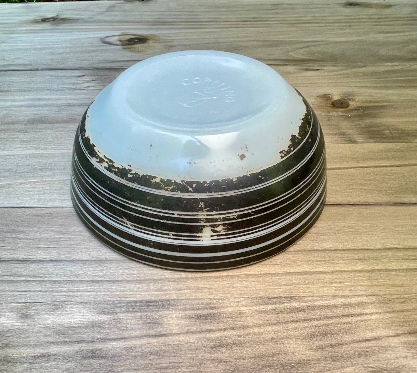 pre pyrex opalware corning ittle joe glassblower logo ovenware black striped cereal bowl soup bowl 15 ounce milk glass tableware macbeth evenas company 1936 corning rare kitchenware  collector bowl antique rare pyrex gift christmas gift for her housewarming gift birthday mothers day pyrex collector gift  glassbowl bowl thebrokenbirdcompany free shipping made in USA