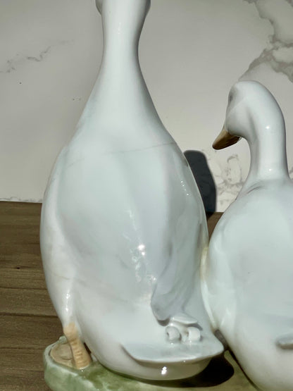Royal copenhagen 1961 drake and duck figurine 2128 SF designed by olaf mathiesen in 1920s duck lovers gift duck statue thebrokenbirdcompany free shipping house warming gift rare RC statue Ducks walking 5.25 inch height discontinued royal copenhagen figurines white ducks green grass base