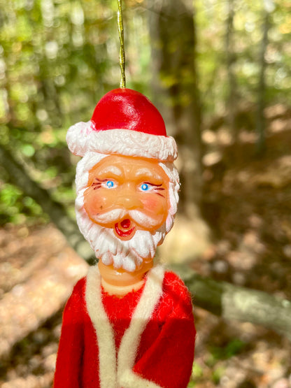 santa ornament christmas 1950s red felt santa plastic made in japan christmas decor vintage christmas decorations gift thebrokenbirdcompany free shipping 