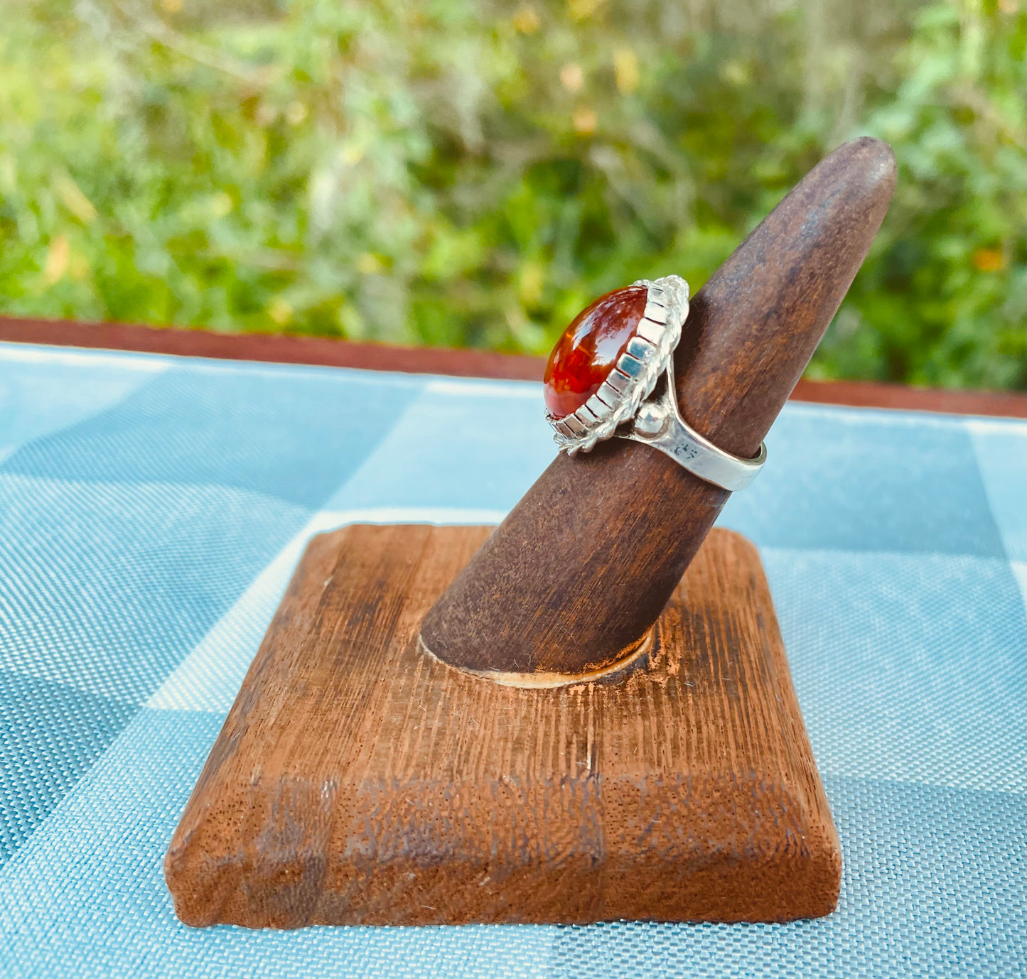 amber ring   - sterling silver amber ring   - oval amber ring   - halo amber ring   - rope halo ring   - braided silver ring   - natural amber inclusions   - cabochon amber ring   - baltic amber ring   - vintage amber ring   - statement amber ring   - size 6 amber ring   - sterling silver halo ring   - boho amber jewelry   - natural sediment amber cognac amber ring  fossilized resin ring Thebrokenbirdcompany free shipping gift for her