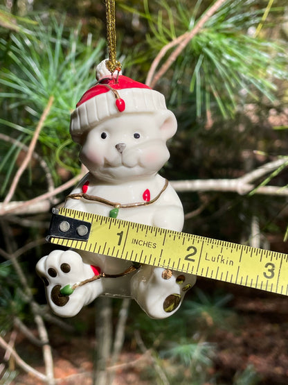 vintage tangled christmas bear 1999 lenox christmas ornament christmas decor white bear home decor christmas tree ornament thebrokenbirdcompany free shipping lenox bear discontinued christmas decor lenox america holiday gift  