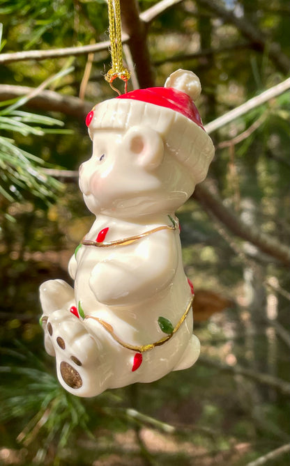 vintage tangled christmas bear 1999 lenox christmas ornament christmas decor white bear home decor christmas tree ornament thebrokenbirdcompany free shipping lenox bear discontinued christmas decor lenox america holiday gift  