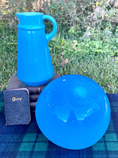 Antique French Blue Opaline Glass Bowl
