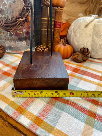 Vintage Dark Wood Heron Statue with Matte Metal Legs and Wooden Stand