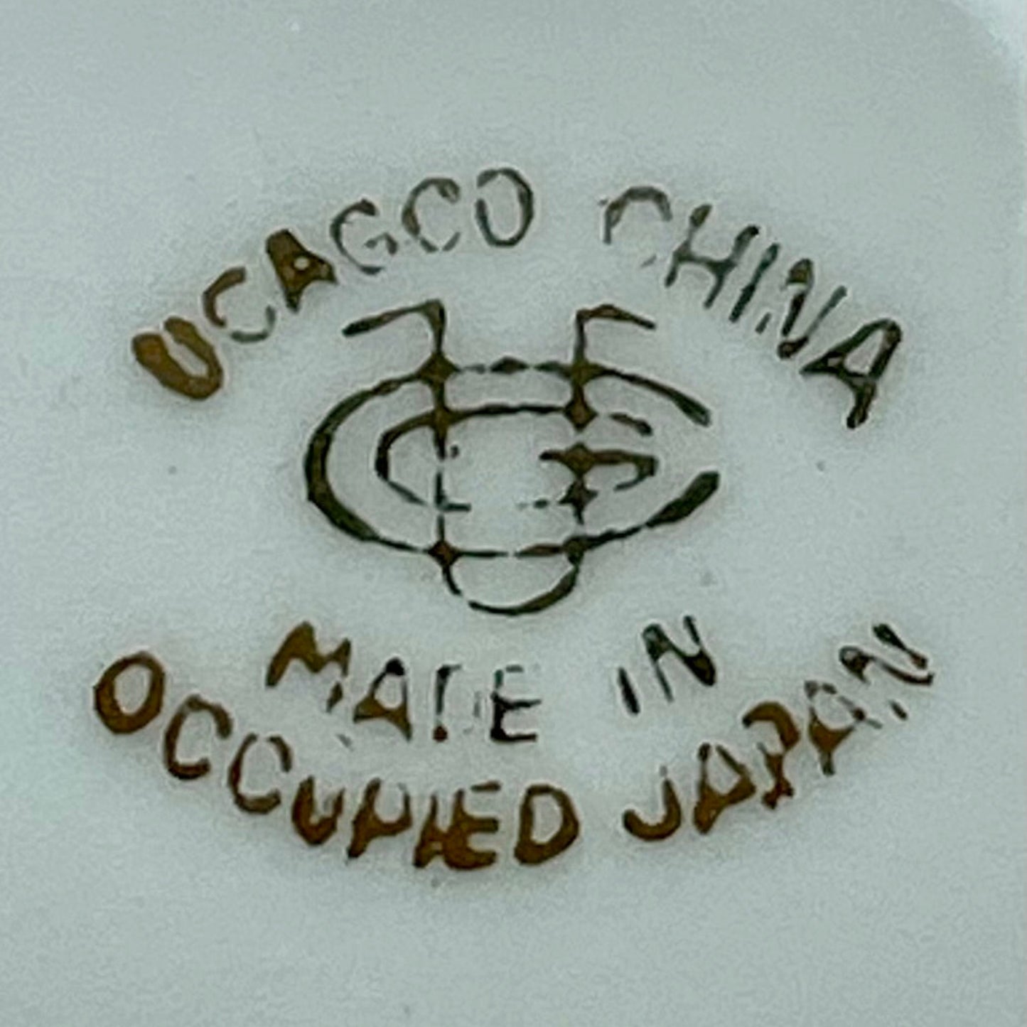 Ucagco China mark on a ceramic item with 'Made in Occupied Japan' text