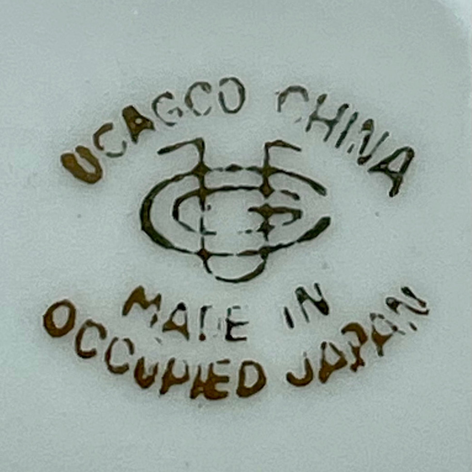 Ucagco China mark on a ceramic item with 'Made in Occupied Japan' text