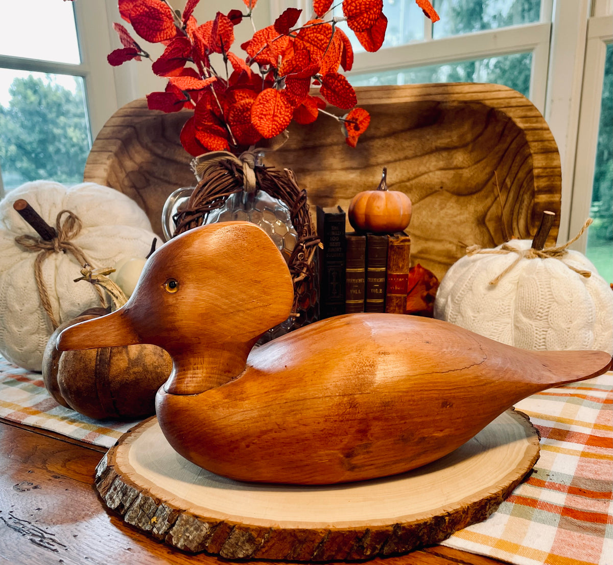 Duck decoy vintage wood carved Duck decoy office decor like house decor gift Duck decor hand carved duck decoy, wooden duck decoy, glass eyes duck, rustic duck sculpture mallard decoy, natural wood duck, folk art bird, 14 inch duck decoy, cabin decor, farmhouse fall decor, wooden waterfowl, hunting decor, carved bird figurine, autumn centerpiece, primitive wood duck  hand carved duck decoy, wooThebrokenbirdcompany farmhouse birthday gift vintage gift vintage Duck statue